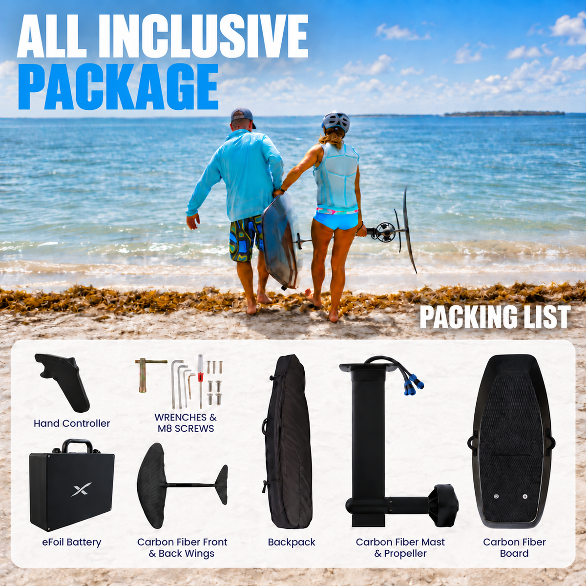 WaveX™ Electric Hydrofoil Carbon-Fiber SurfBoard Kit
